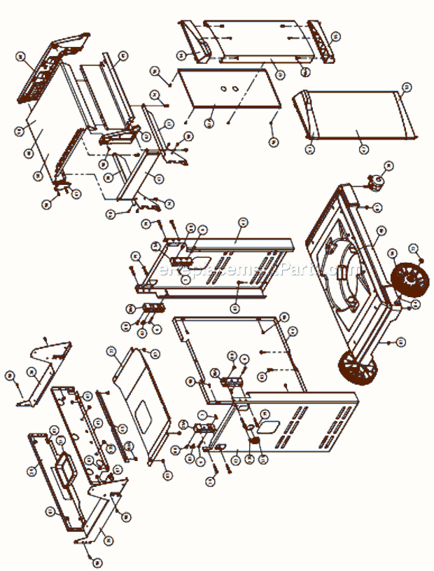 Page B Diagram and Parts List for 9877-47 Sovereign 90 Broil King Grill
